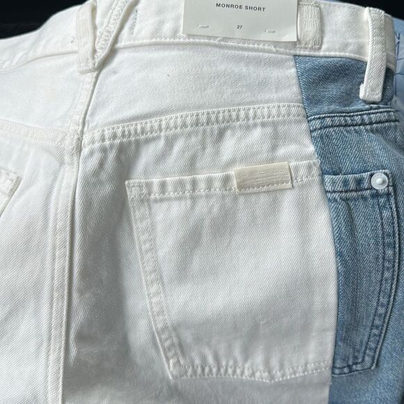 NEW 7 FOR ALL MANKIND
Monroe Colorblock Cut Off Denim Shorts - Picture 10 of 10